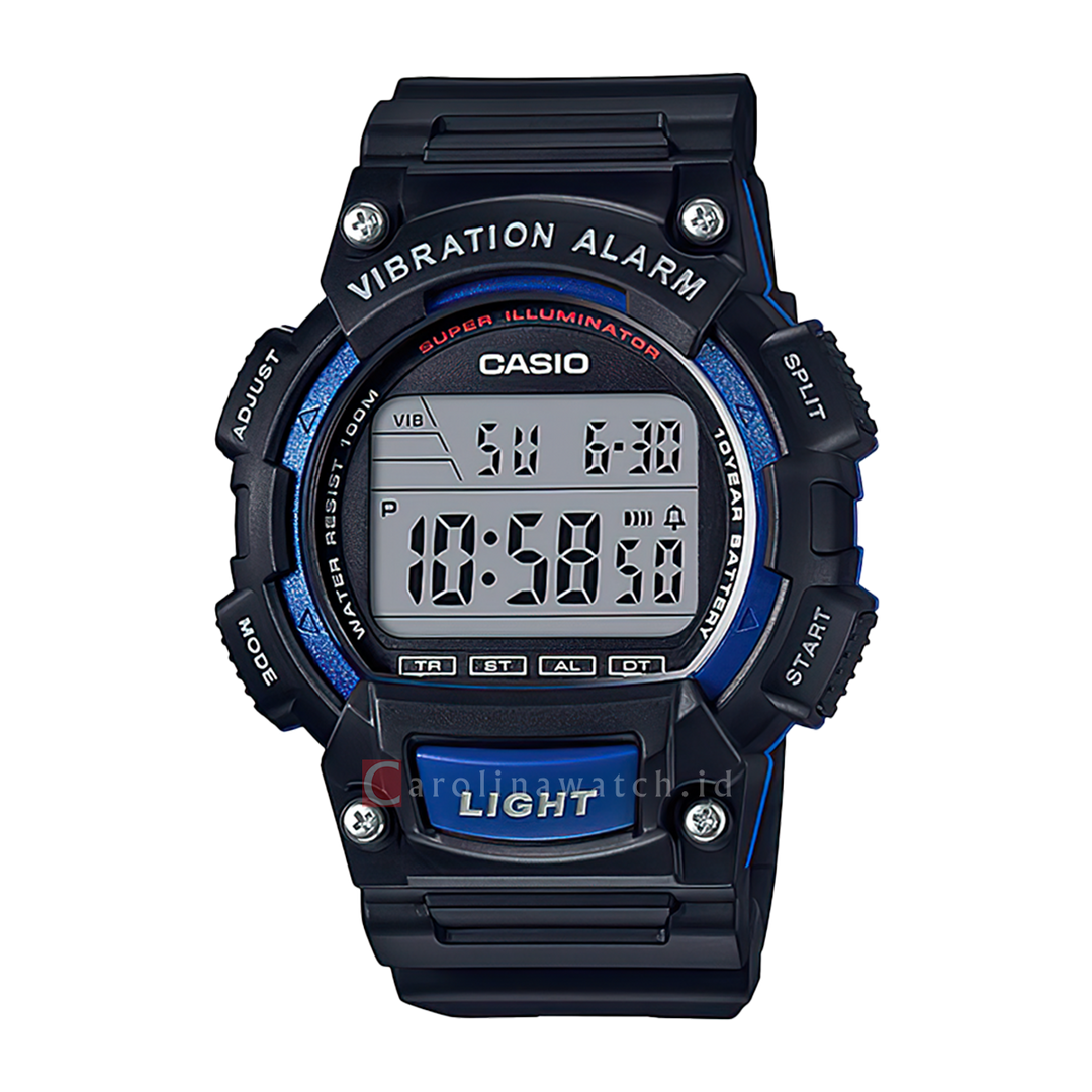 Jam Tangan Casio General W-736H-2A Men Digital Dial Black Resin Band