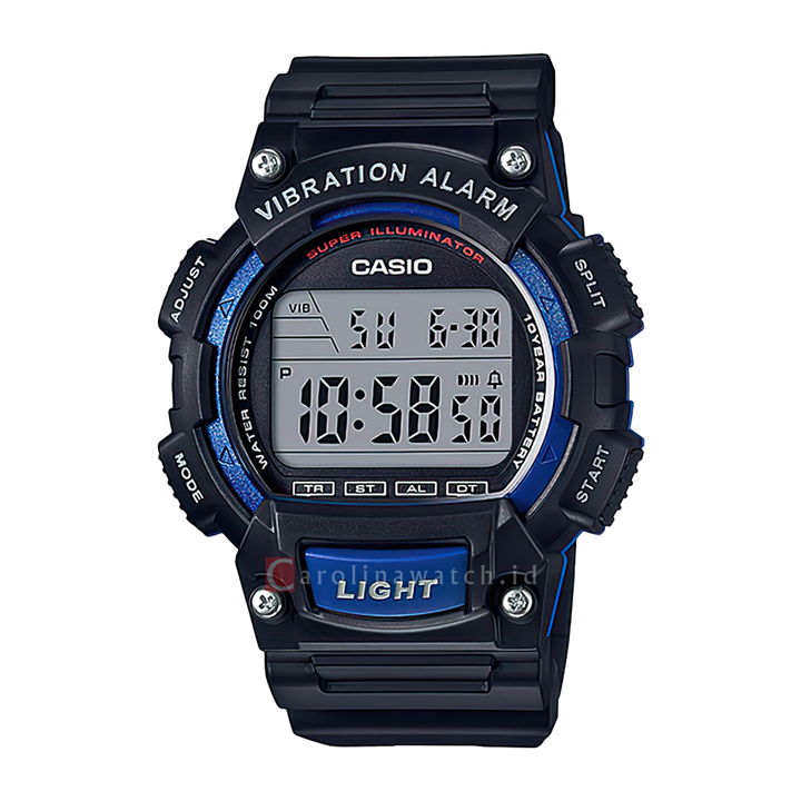 Jam Tangan Casio General W-736H-2A Men Digital Dial Black Resin Band