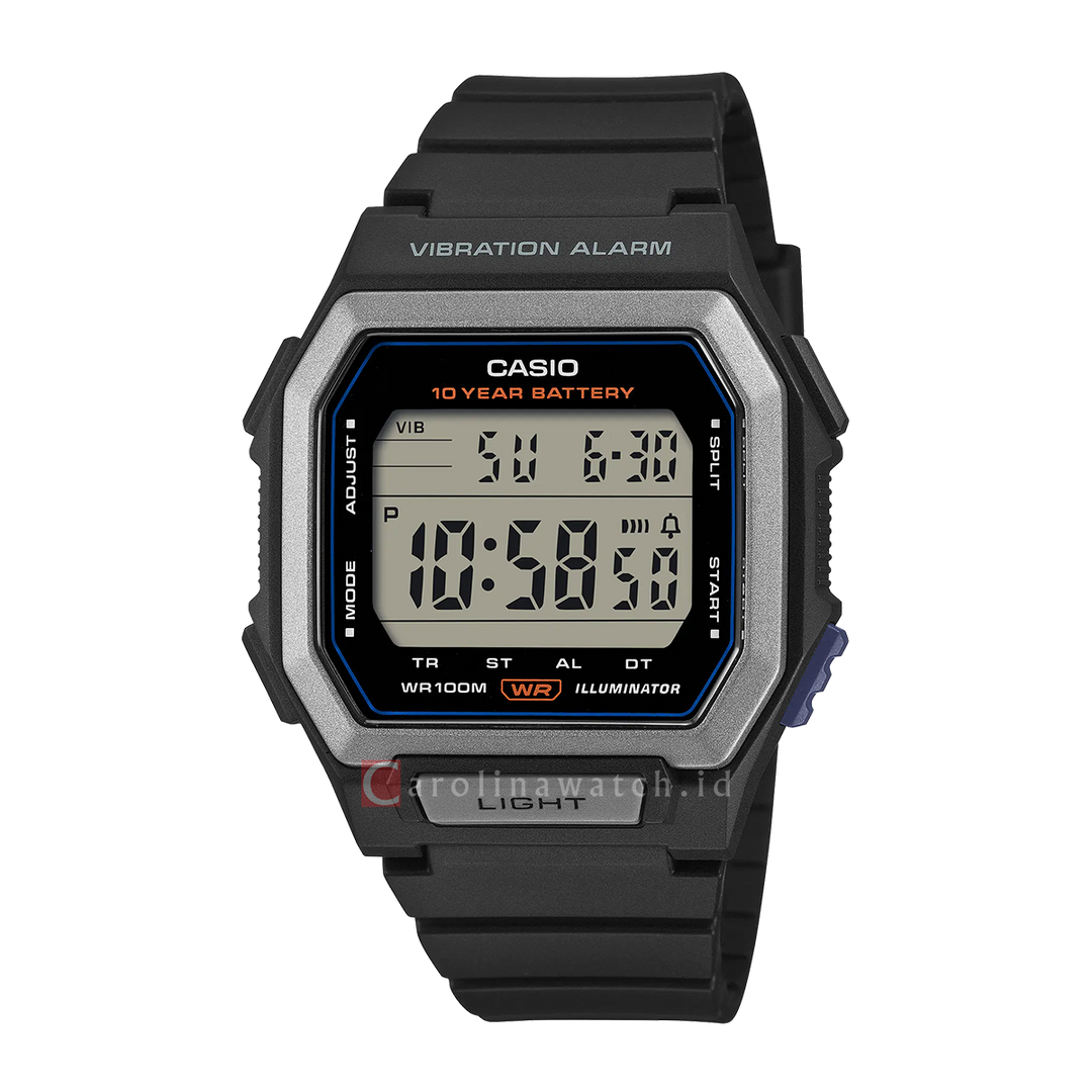 Jam Tangan Casio General W-738H-1A Men Digital Dial Black Resin Band
