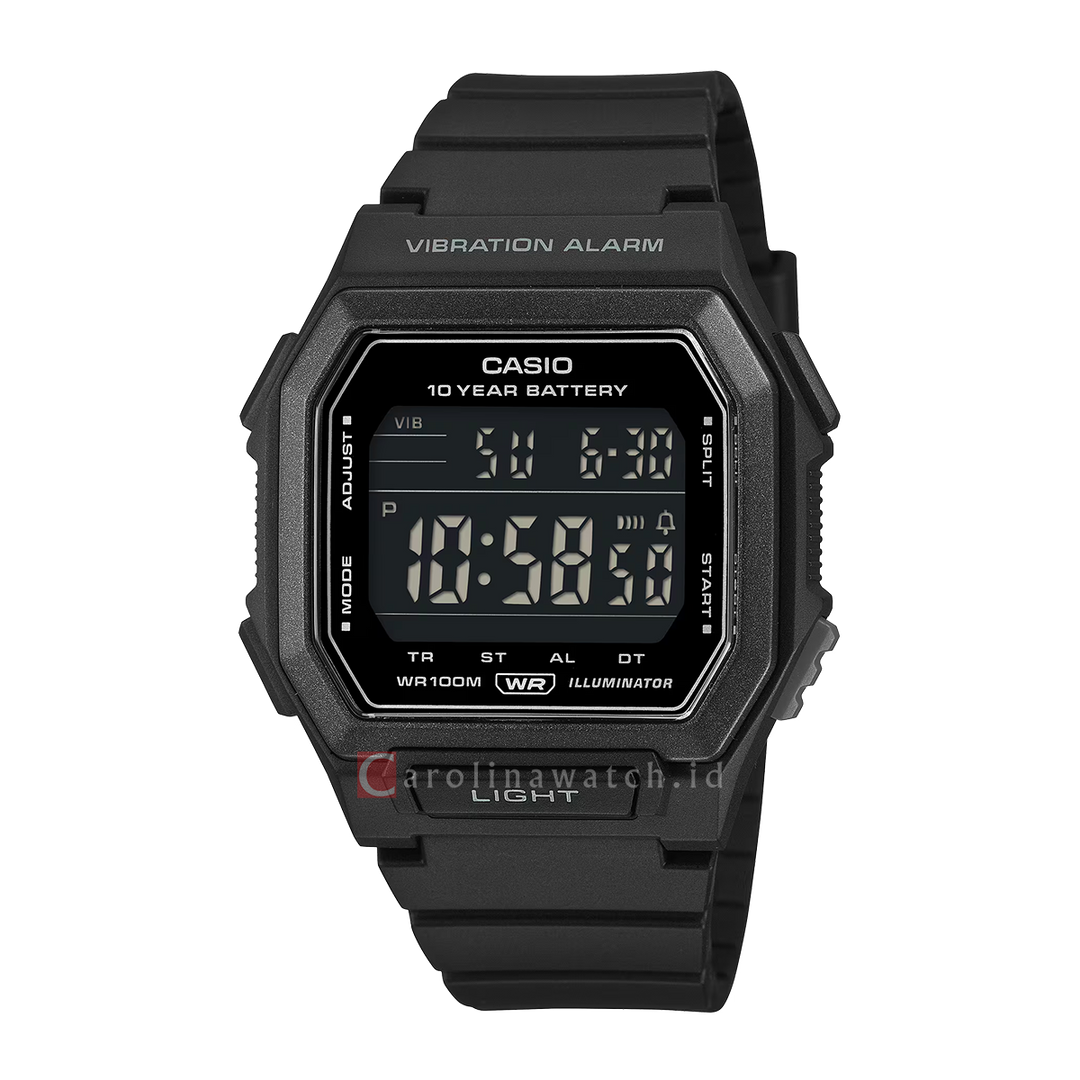Jam Tangan Casio General W-738H-1B Men Digital Dial Black Resin Band