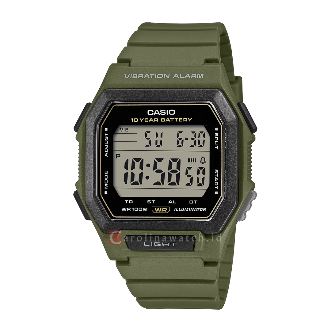 Jam Tangan Casio General W-738H-3A Men Digital Dial Green Resin Band