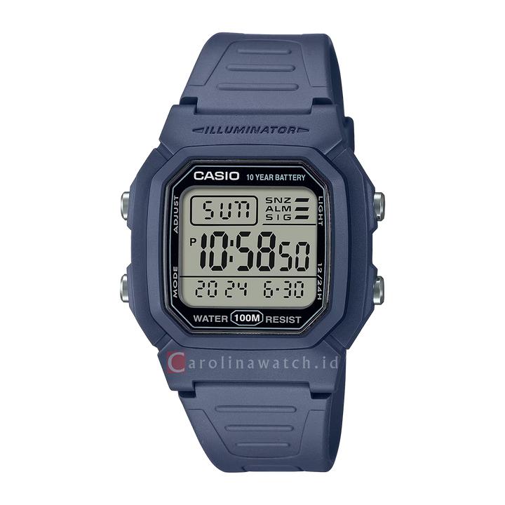 Jam Tangan Casio W-800H-2A Men Digital Dial Blue Resin Band