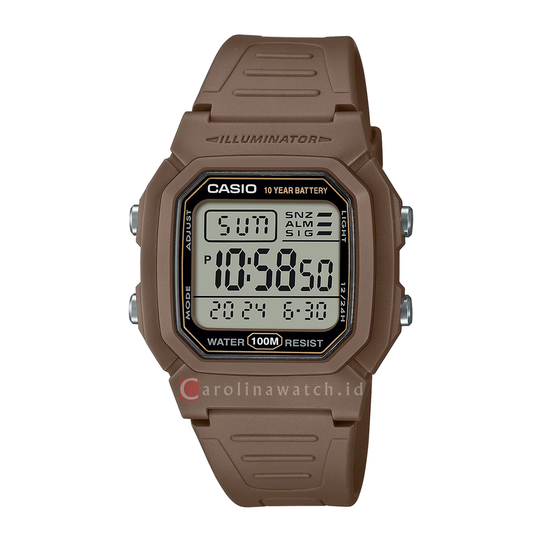 Jam Tangan Casio W-800H-5A Men Digital Dial Brown Resin Band