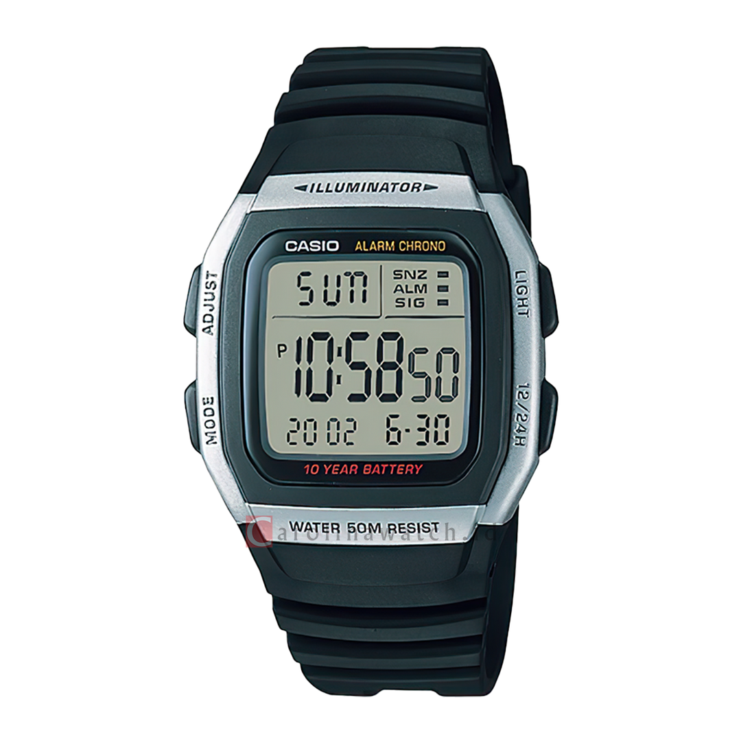 Jam Tangan Casio W-96H-1A Unisex Digital Dial Black Resin Band