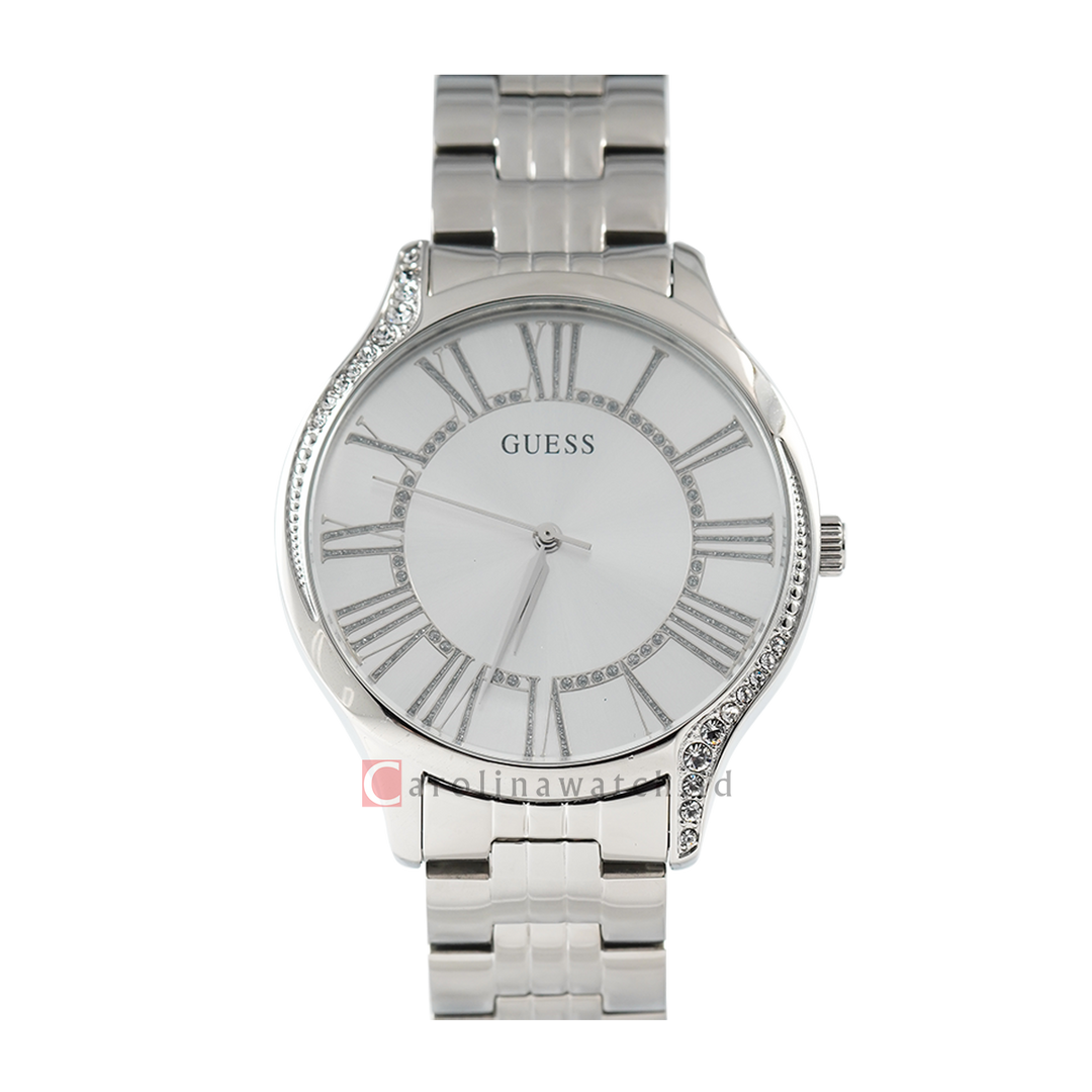 Jam Tangan GUESS W0024L1 Women Silver Dial Stainless Steel Strap