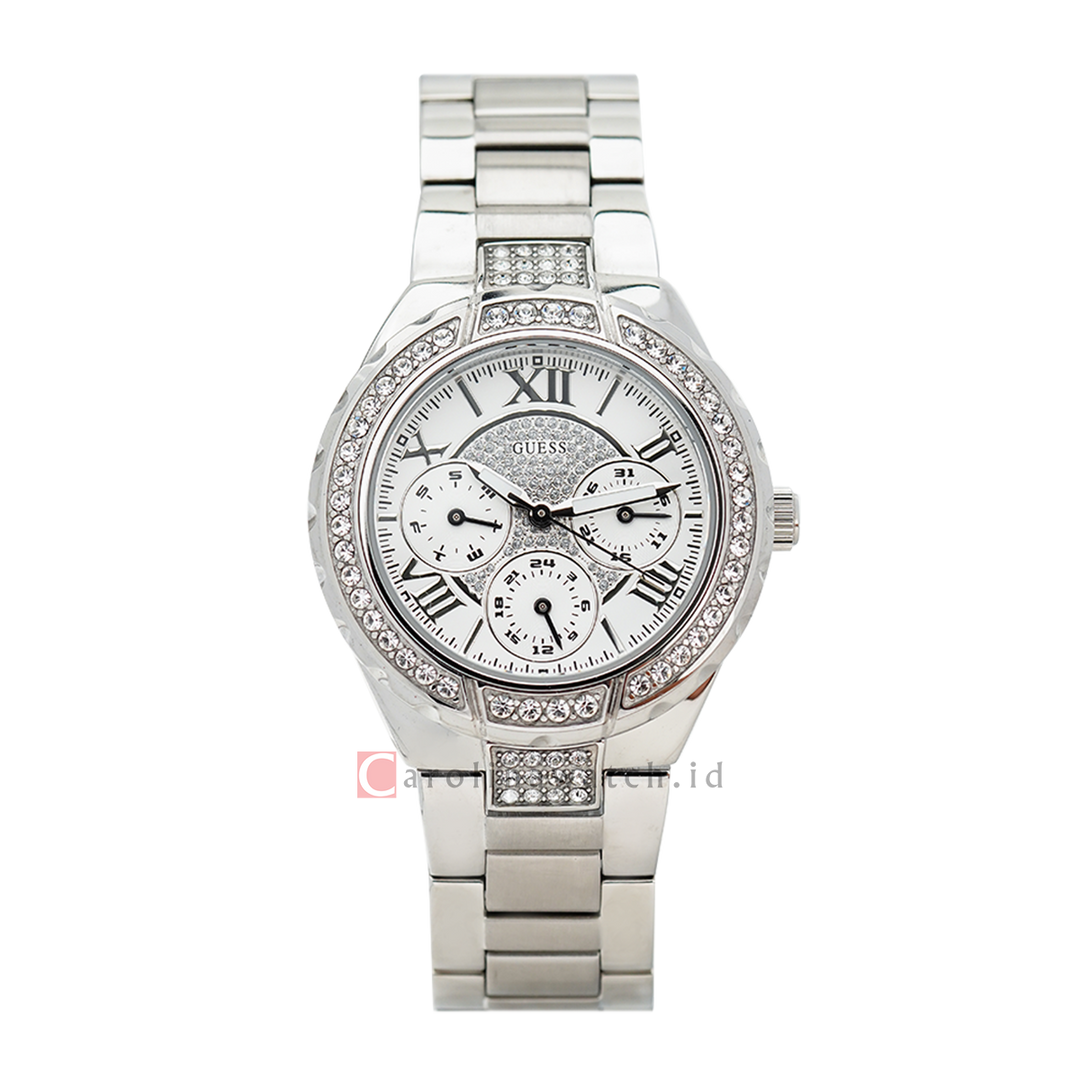 Jam Tangan GUESS W0111L1 Women Silver Dial Stainless Steel Strap