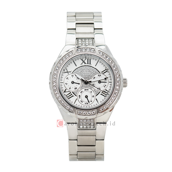 Jam Tangan GUESS W0111L1 Women Silver Dial Stainless Steel Strap