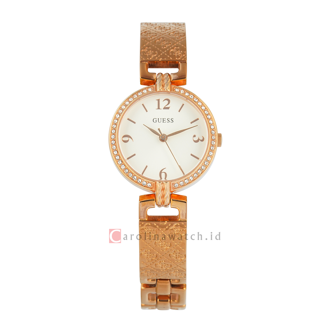Jam Tangan GUESS W0112L3 Women Silver Dial Rose Gold Stainless Steel Strap
