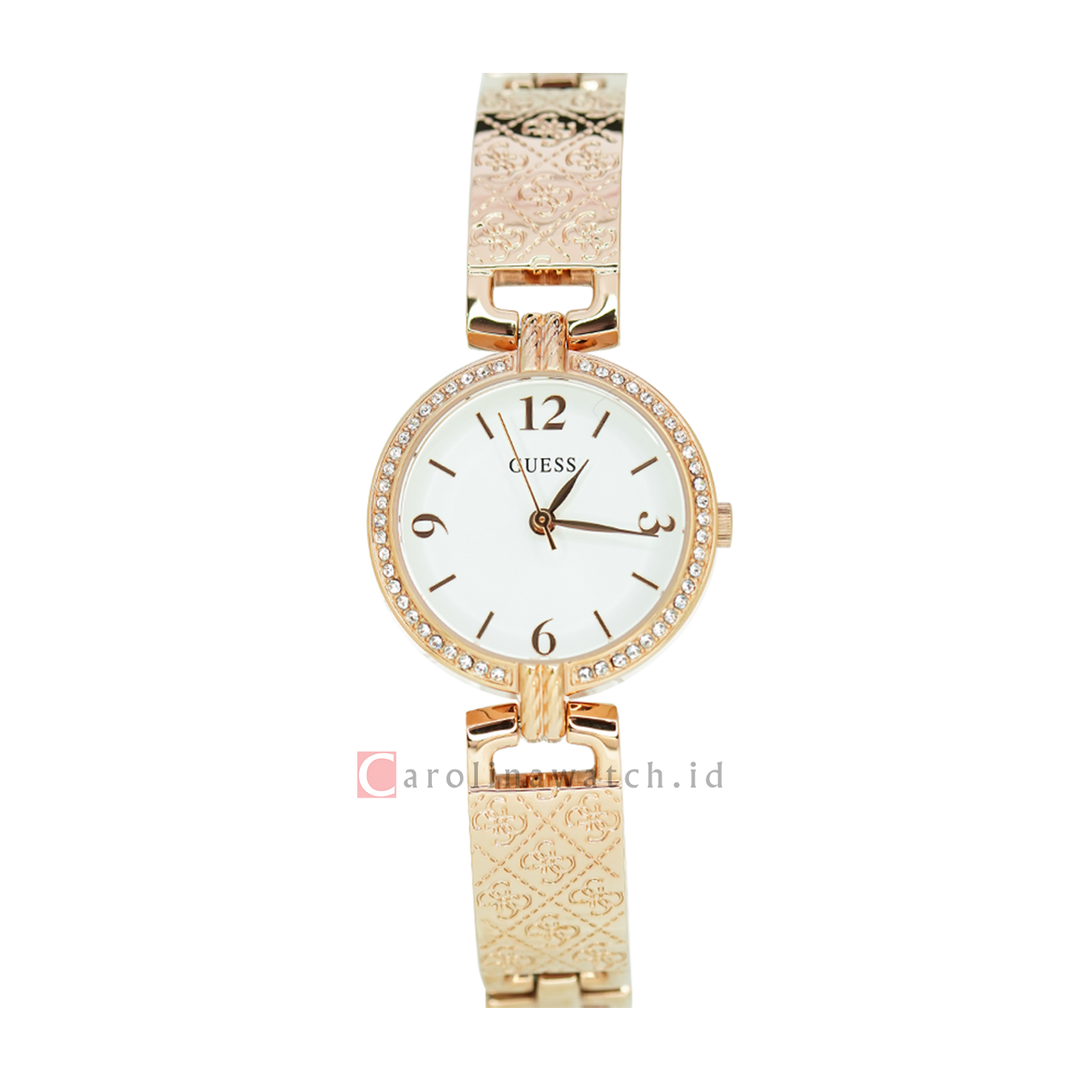 Jam Tangan GUESS W0112L3 Women Silver Dial Rose Gold Stainless Steel Strap