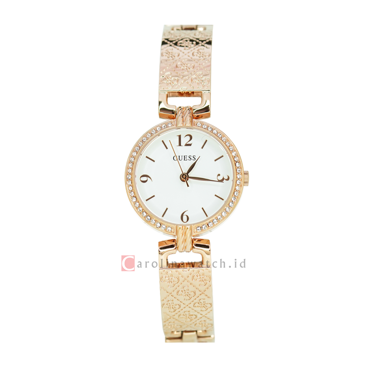 Jam Tangan GUESS W0112L3 Women Silver Dial Rose Gold Stainless Steel Strap