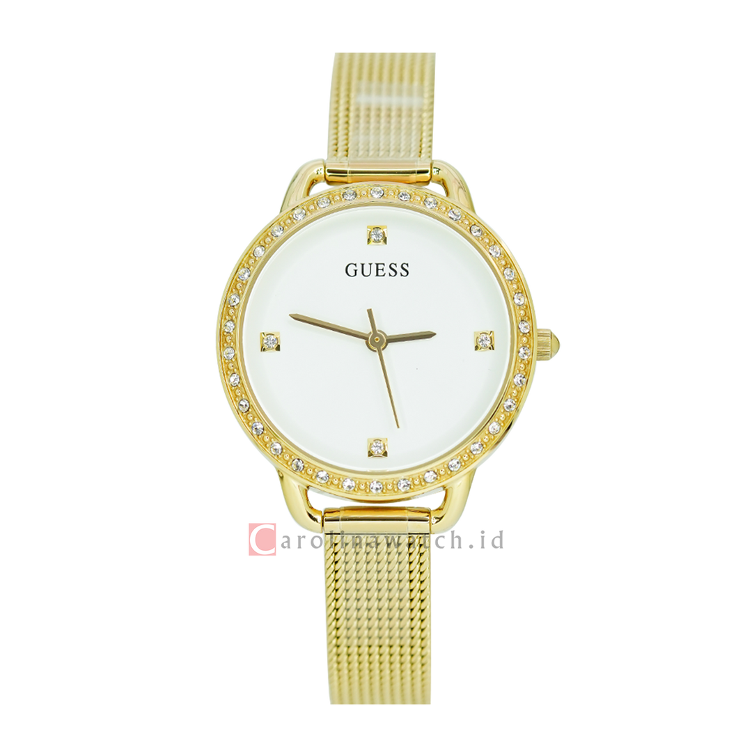 Jam Tangan GUESS W0287L2 Women Silver Dial Gold Stainless Steel Strap