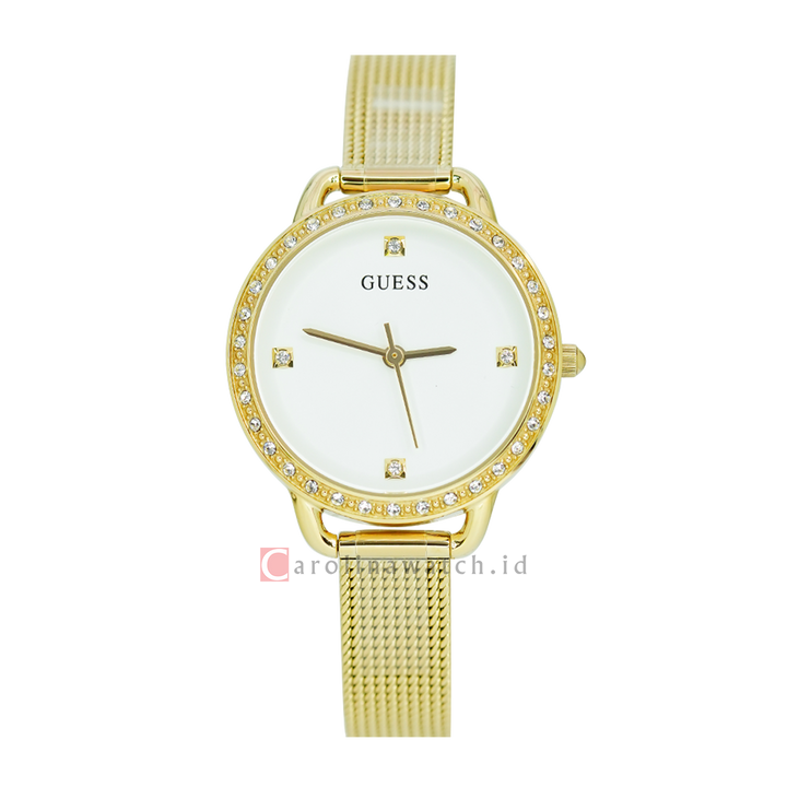 Jam Tangan GUESS W0287L2 Women Silver Dial Gold Stainless Steel Strap