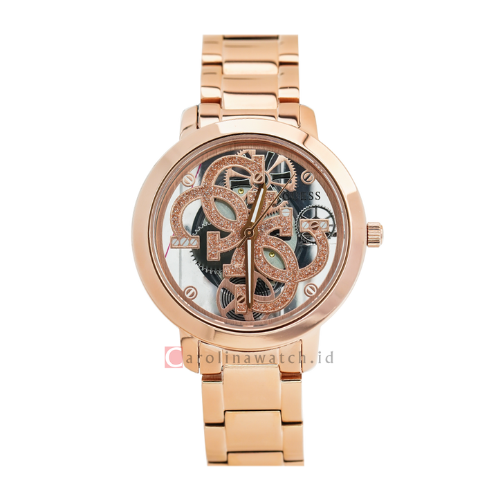 Jam Tangan GUESS W0300L3 Women Analog Dial Rose Gold Stainless Steel Strap