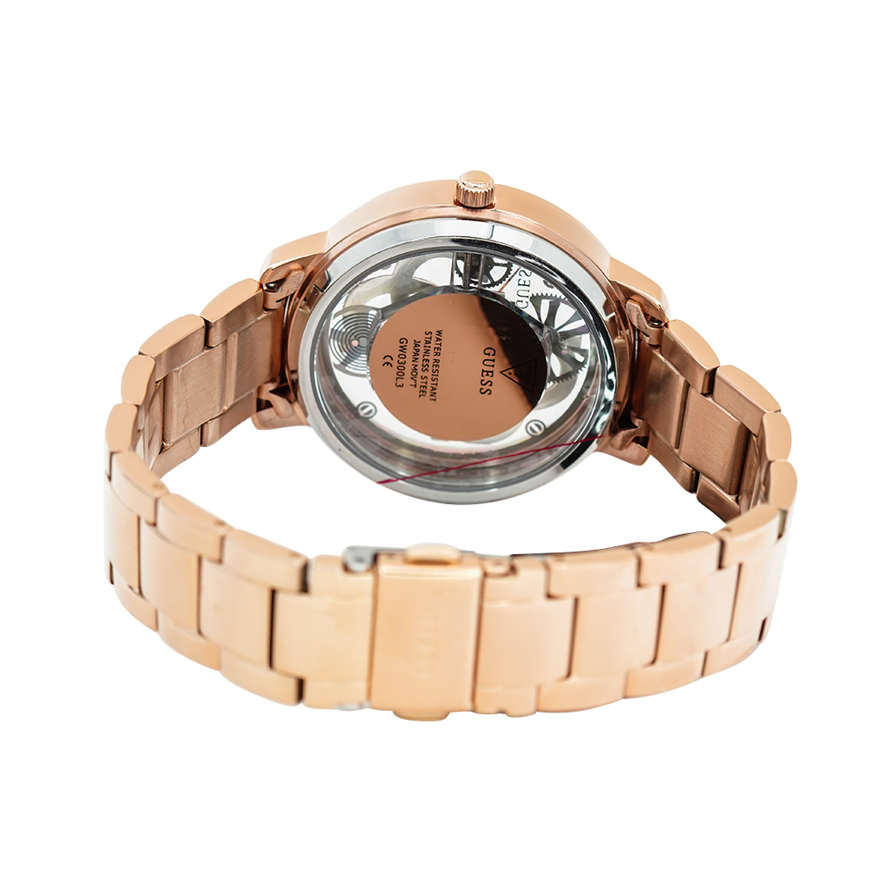 Jam Tangan GUESS W0300L3 Women Analog Dial Rose Gold Stainless Steel Strap