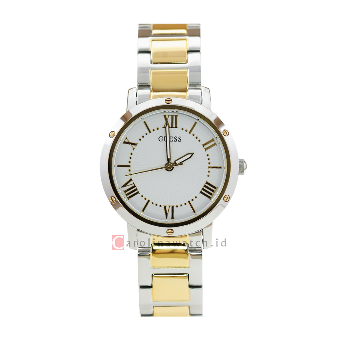 Jam Tangan GUESS W0404L2 Women Silver Dial Dual Tone Stainless Steel Strap