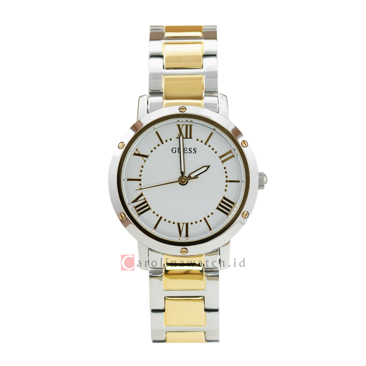 Jam Tangan GUESS W0404L2 Women Silver Dial Dual Tone Stainless Steel Strap