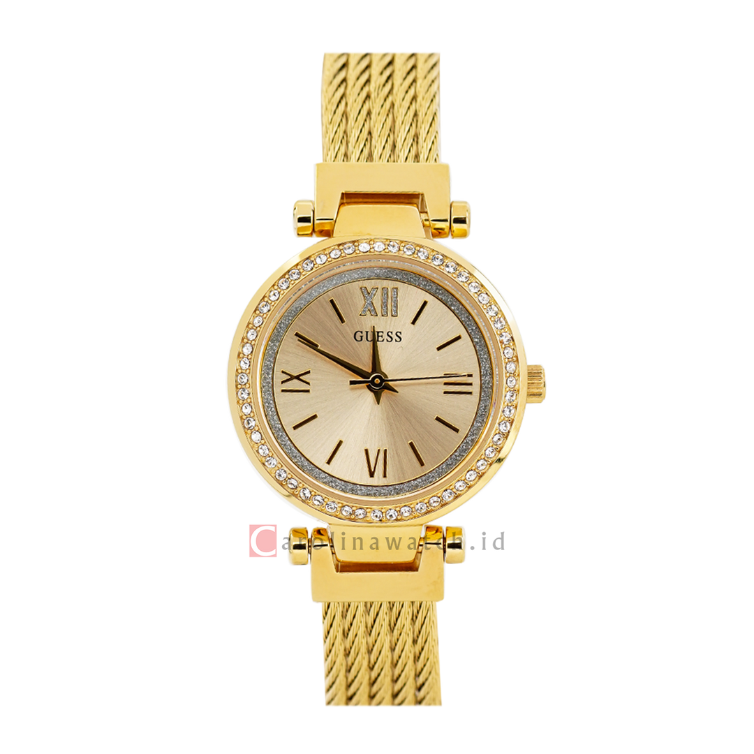 Jam Tangan GUESS W1009L2 Women Gold Dial Gold Stainless Steel Strap