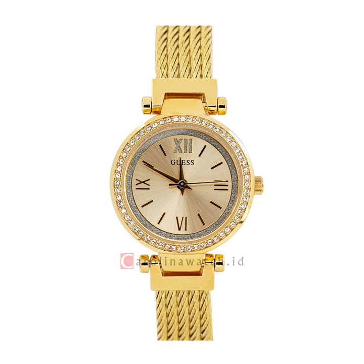 Jam Tangan GUESS W1009L2 Women Gold Dial Gold Stainless Steel Strap