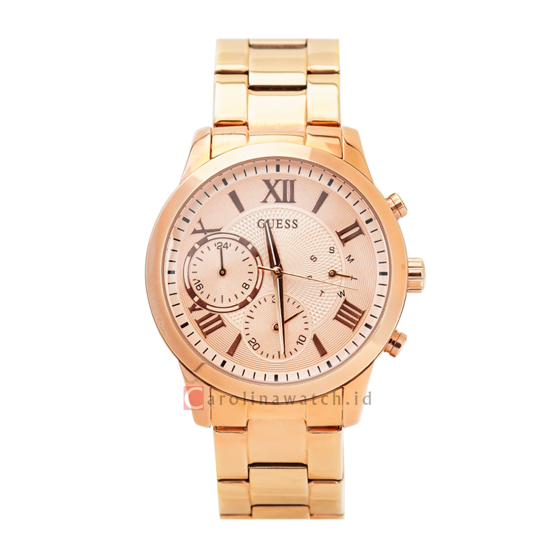 Jam Tangan GUESS W1070L3 Women Rose Gold Dial Rose Gold Stainless Steel Strap