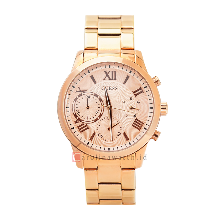 Jam Tangan GUESS W1070L3 Women Rose Gold Dial Rose Gold Stainless Steel Strap