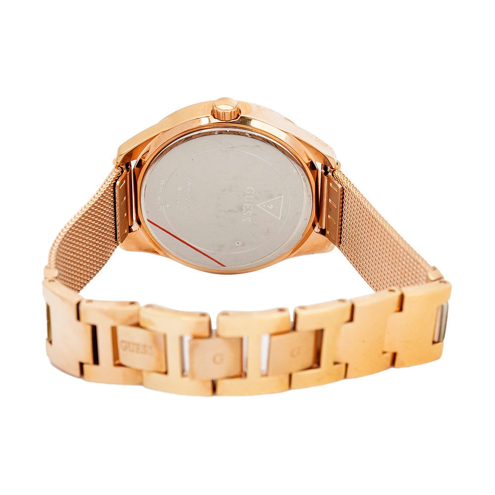 Jam Tangan GUESS Tri Glitz W1142L4 Women Year-Round Rose Gold Dial Rose Gold Stainless Steel Strap