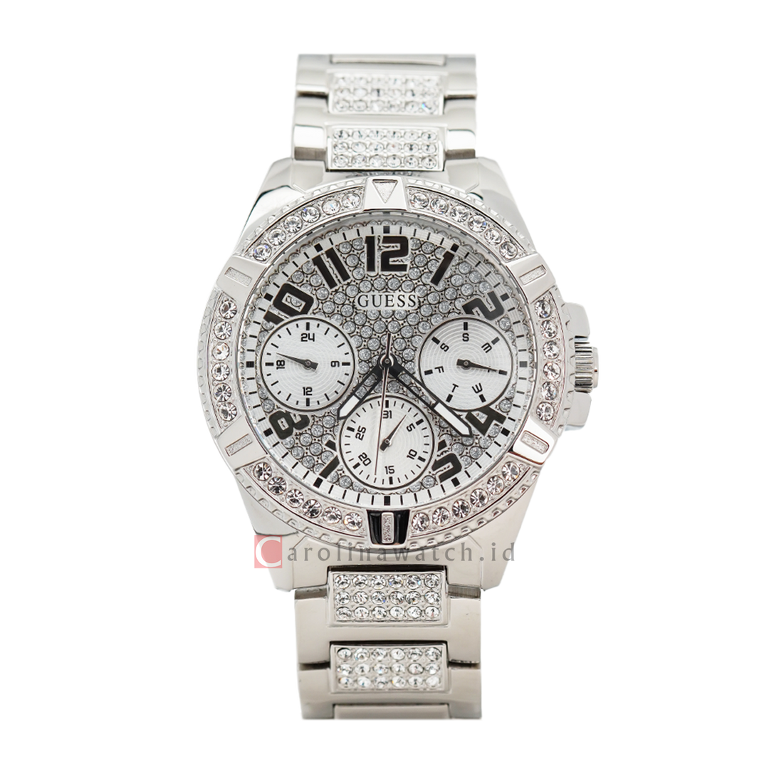 Jam Tangan GUESS Bedazzle W1156L1 Women Silver Dial Stainless Steel Strap