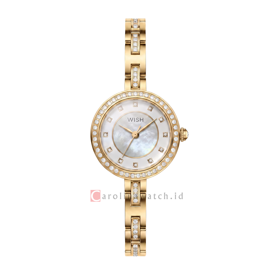 Jam Tangan WISH Lara WI010-2G01B10 Women Silver White Dial Gold with Stones Alloy Strap