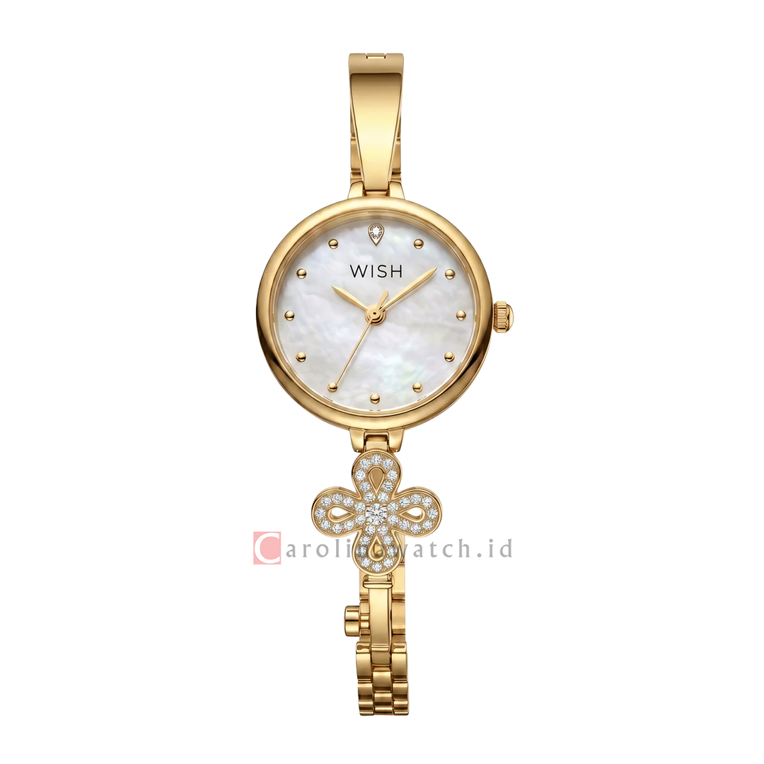 Jam Tangan WISH Clover WI012-2G01B10 Women White Dial Gold Alloy Strap