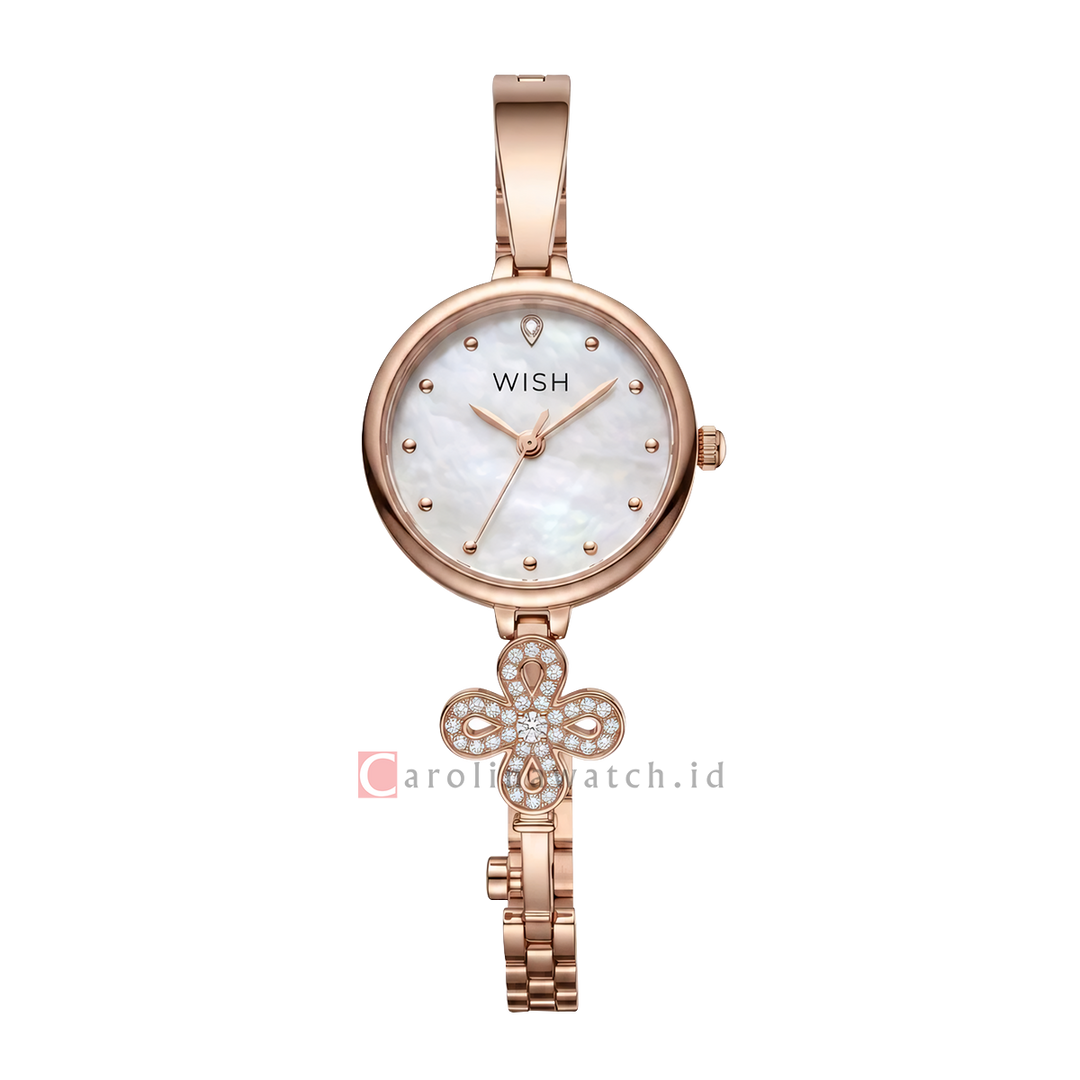 Jam Tangan WISH Clover WI012-2RG01B12 Women White Dial Rose Gold Alloy Strap