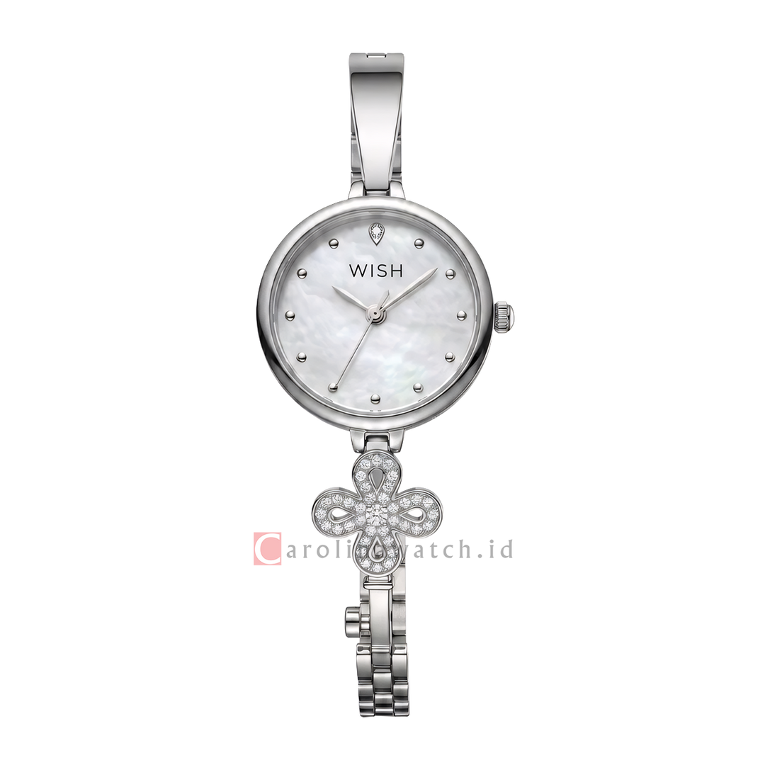 Jam Tangan WISH Clover WI012-2S01B02 Women White Dial Silver Alloy Strap