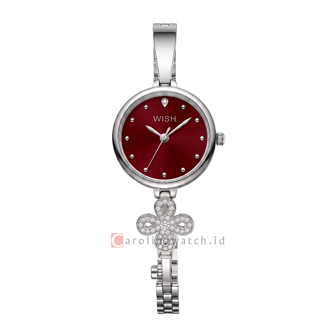 Jam Tangan WISH Clover WI012-2S08B02 Women Red Dial Silver Alloy Strap
