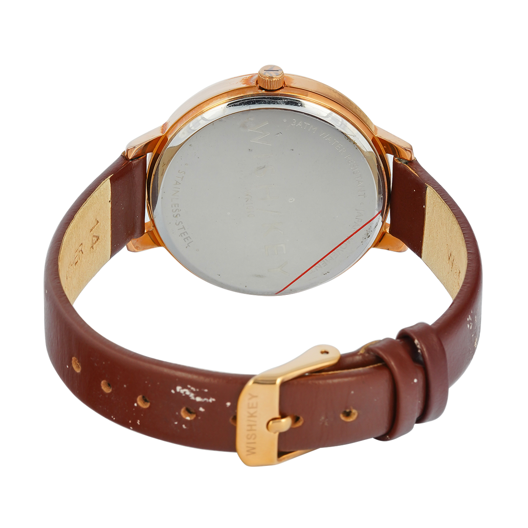 Jam Tangan WISH/KEY WK1010RG/06 Women Analog Dial Leather Strap