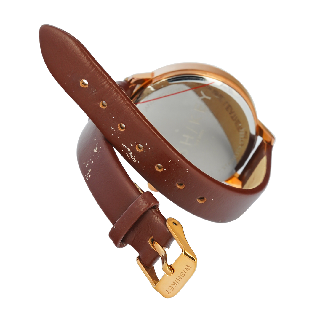 Jam Tangan WISH/KEY WK1010RG/06 Women Analog Dial Leather Strap