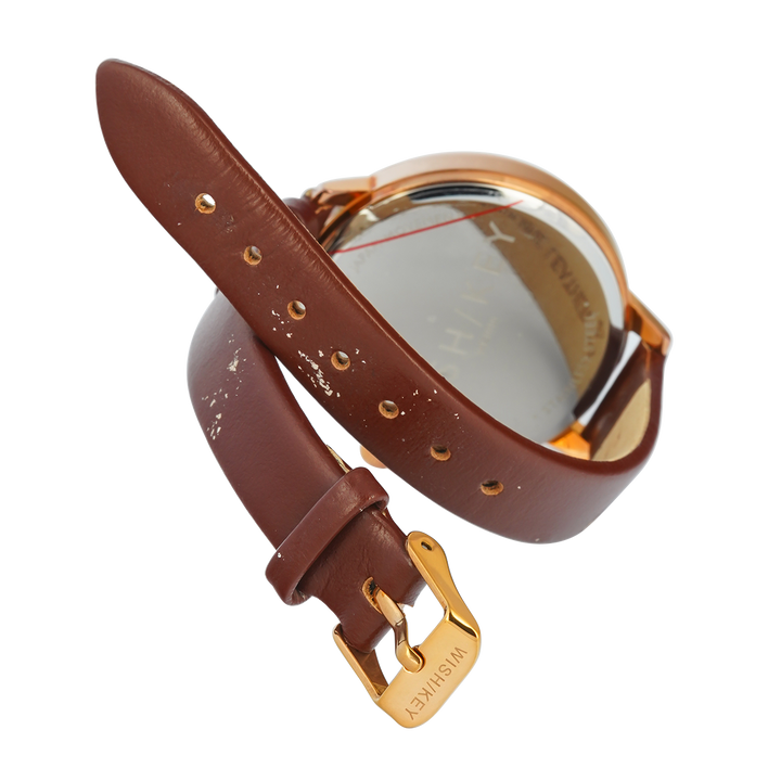 Jam Tangan WISH/KEY WK1010RG/06 Women Analog Dial Leather Strap