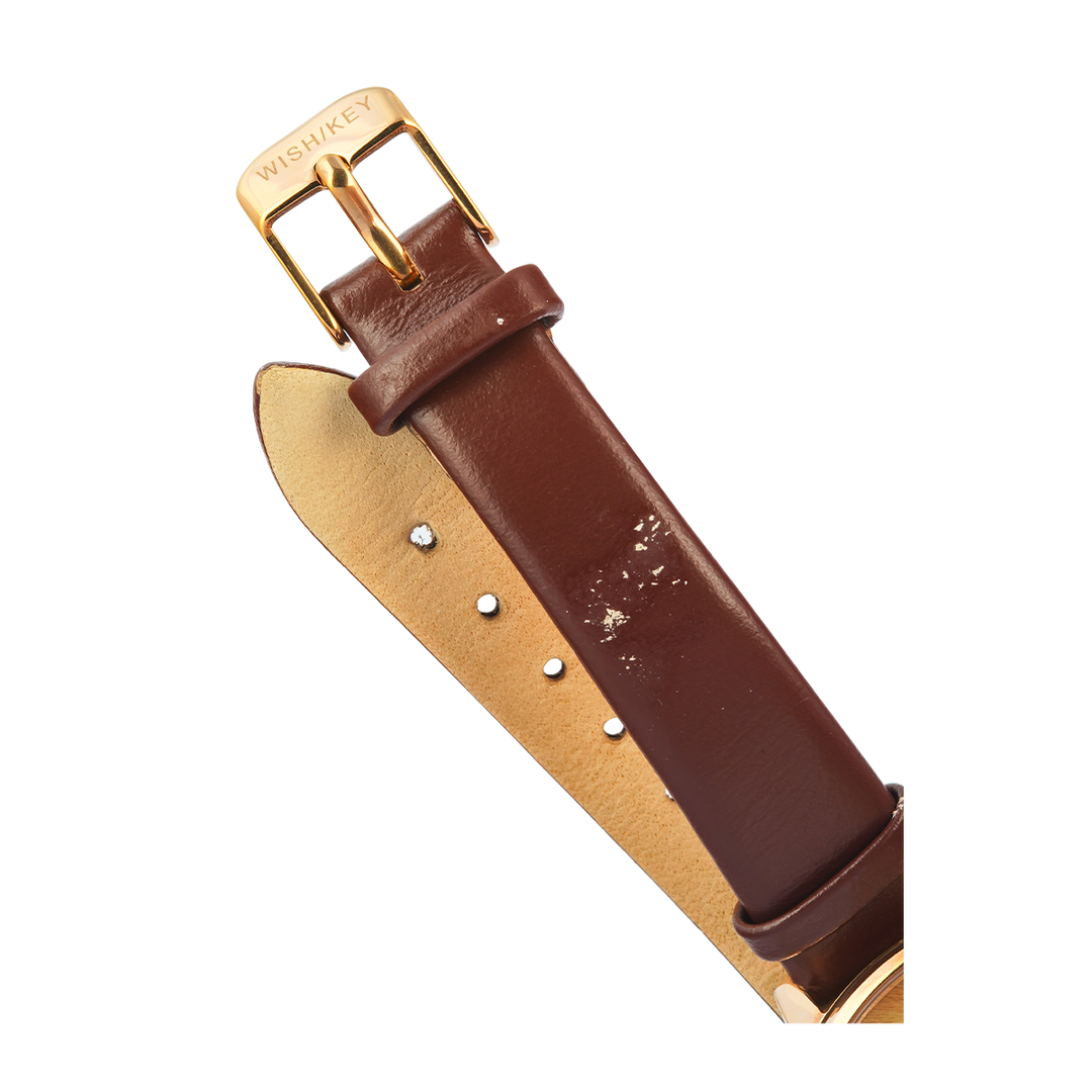 Jam Tangan WISH/KEY WK1010RG/06 Women Analog Dial Leather Strap