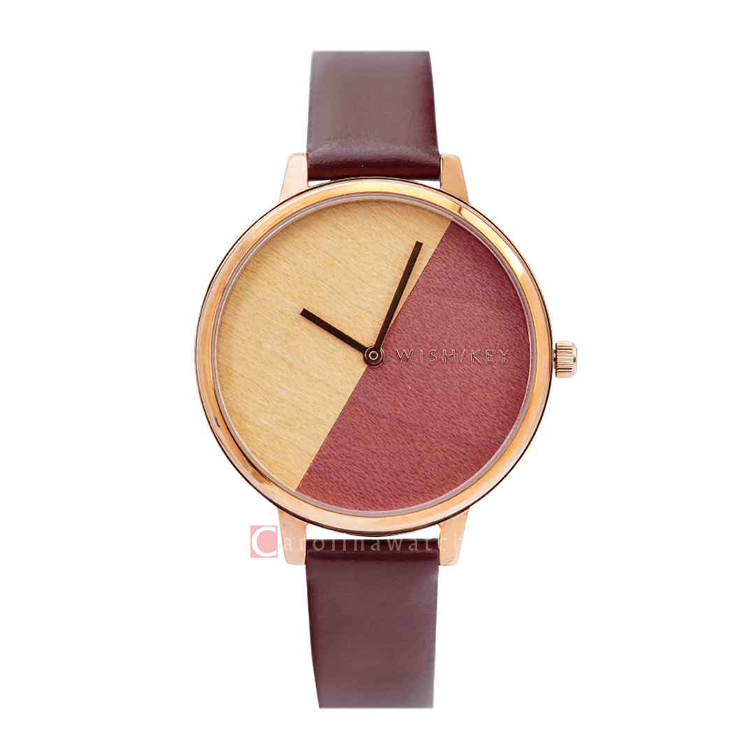 Jam Tangan WISH/KEY WK1010RG/06 Women Analog Dial Leather Strap