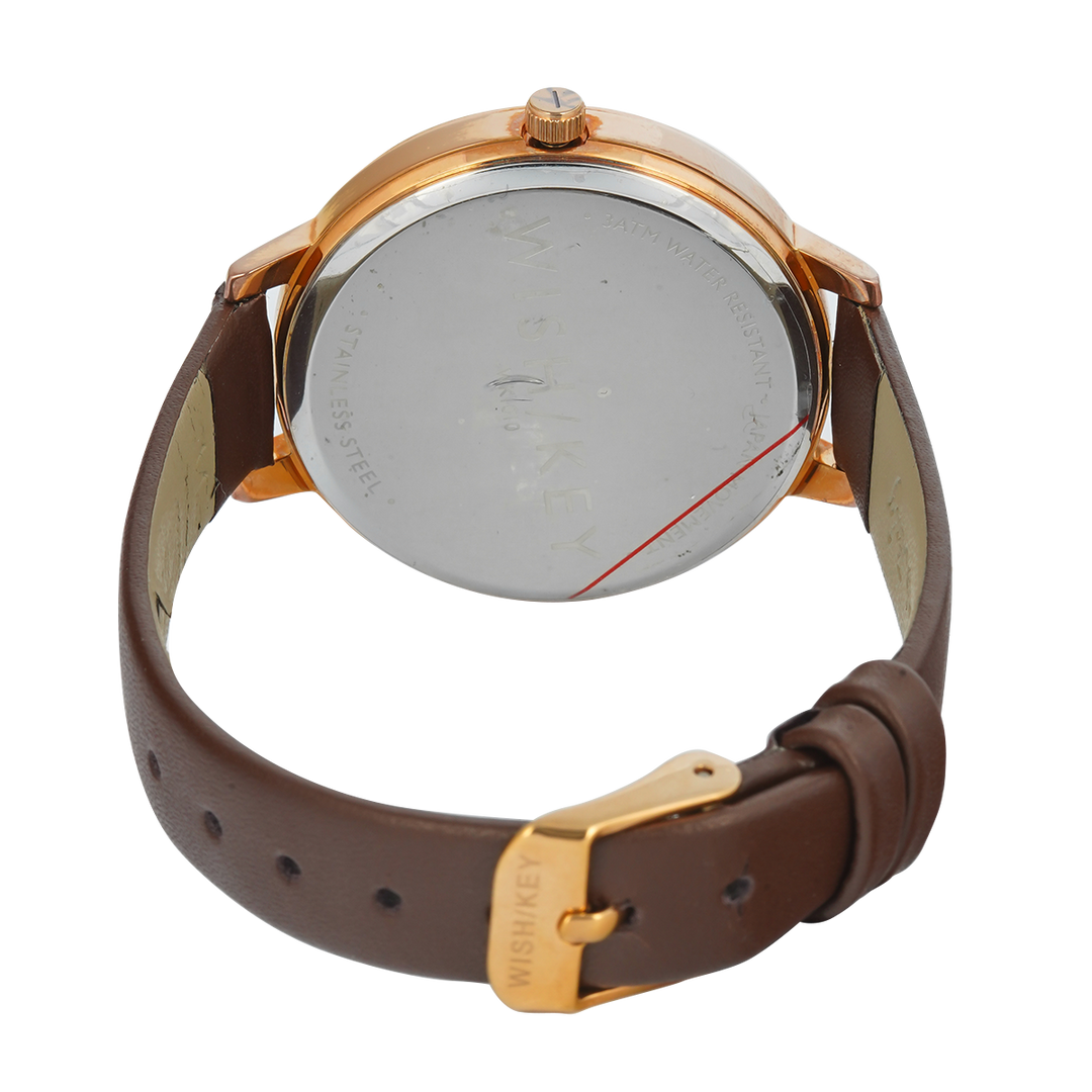 Jam Tangan WISH/KEY WK1010RG/06 Women Analog Dial Leather Strap