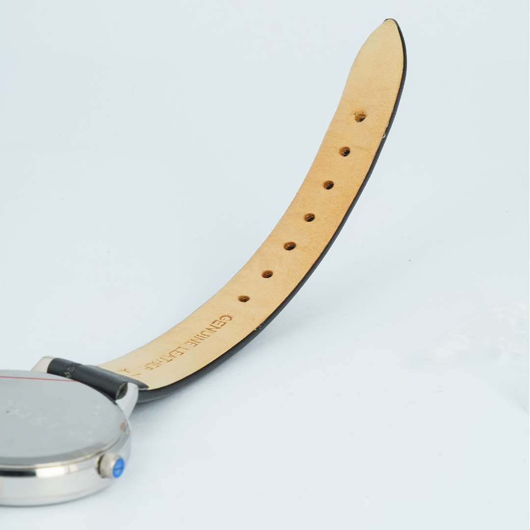 Jam Tangan WISH/KEY WK1010S/03 Women Analog Dial Black Leather Strap