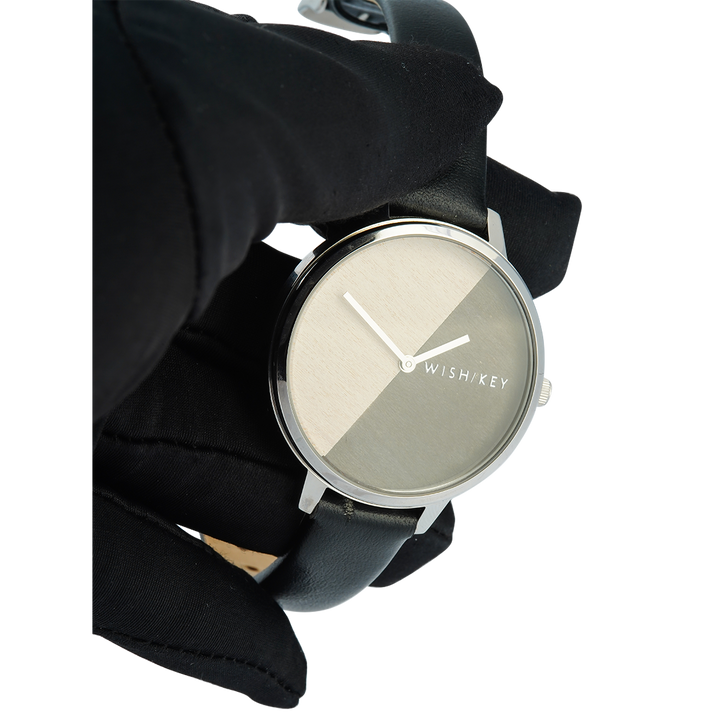 Jam Tangan WISH/KEY WK1010S/03 Women Analog Dial Black Leather Strap