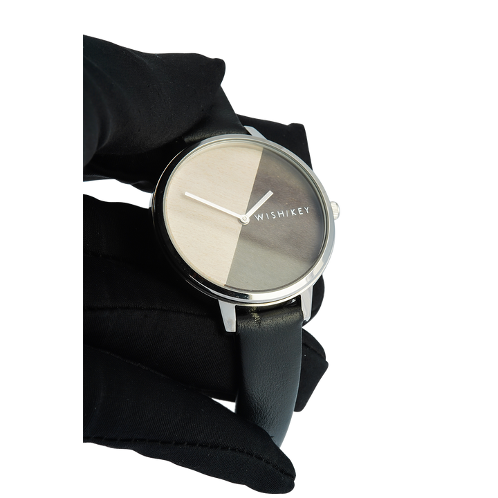 Jam Tangan WISH/KEY WK1010S/03 Women Analog Dial Black Leather Strap