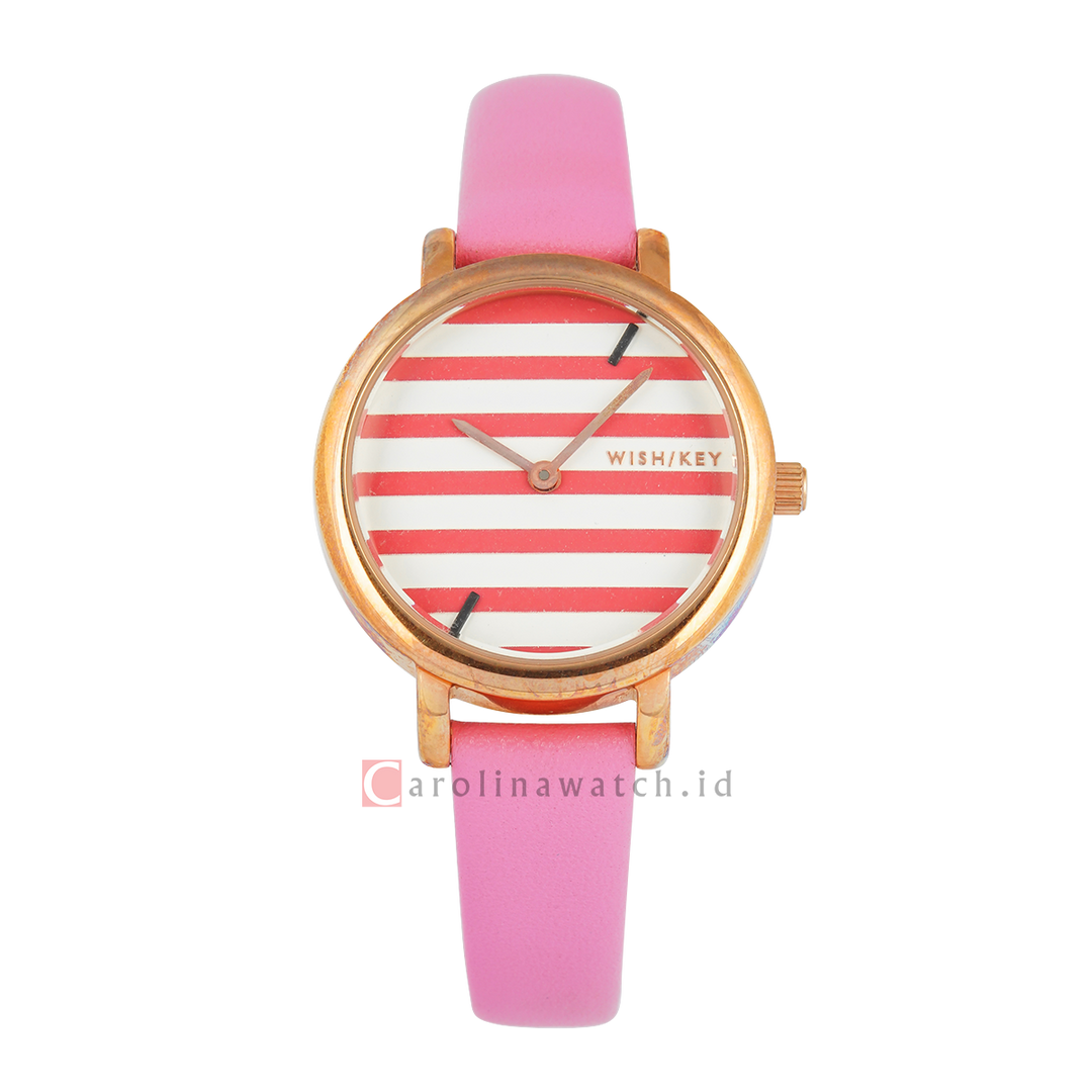 Jam Tangan WISH/KEY Calista WK2003RG/10 Women Analog Dial Pink Leather Strap