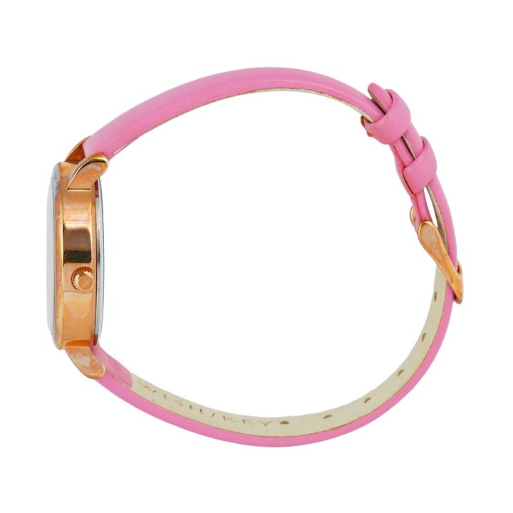 Jam Tangan WISH/KEY Calista WK2003RG/10 Women Analog Dial Pink Leather Strap