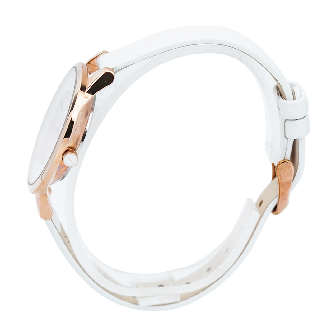 Jam Tangan WISH/KEY Emily WK2016RG/01 Women Analog Dial White Leather Strap