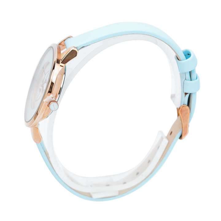 Jam Tangan WISH/KEY Emily WK2016RG/05 Women Analog Dial Blue Leather Strap