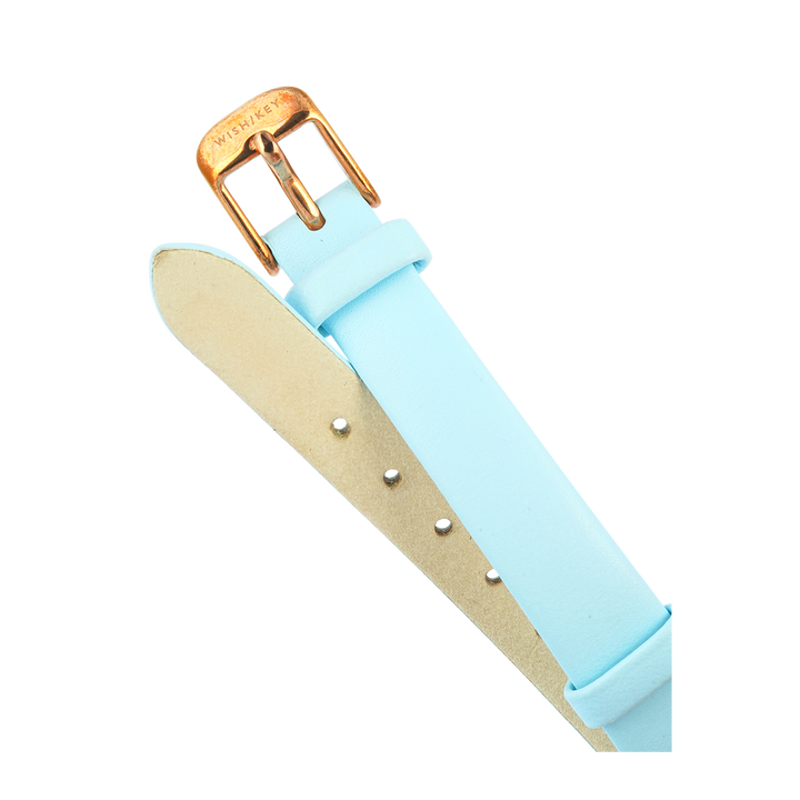 Jam Tangan WISH/KEY Sophia WK2018RG/05 Women Analog Dial Blue Leather Strap