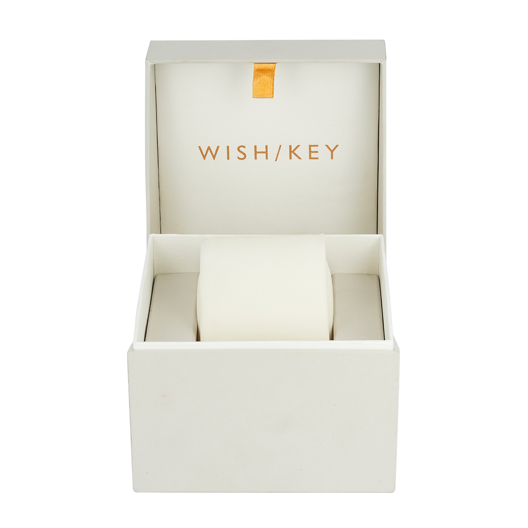 Jam Tangan WISH/KEY Sophia WK2018RG/05 Women Analog Dial Blue Leather Strap