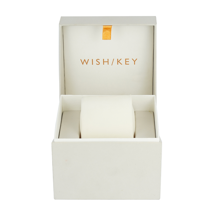 Jam Tangan WISH/KEY Sophia WK2018RG/05 Women Analog Dial Blue Leather Strap