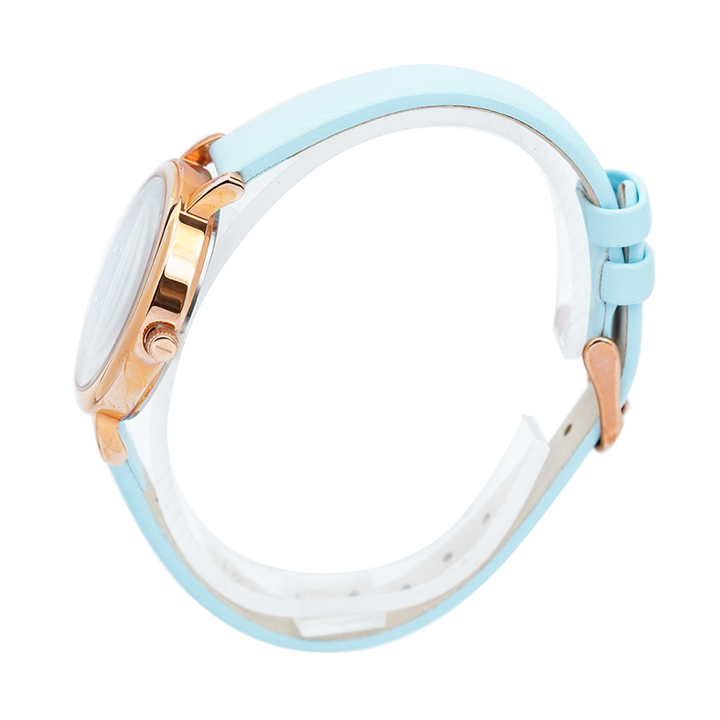 Jam Tangan WISH/KEY Sophia WK2018RG/05 Women Analog Dial Blue Leather Strap