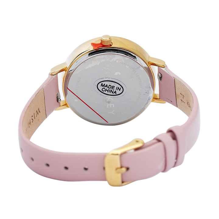 Jam Tangan WISH/KEY WK4004G/15 Women Analog Dial Pink Leather Strap