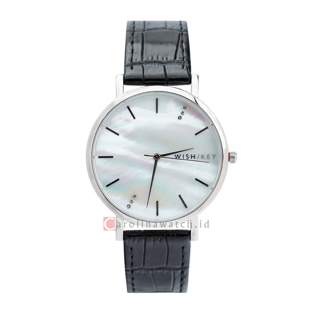 Jam Tangan WISH/KEY WK4005S/24 Women Analog Dial Black Leather Strap